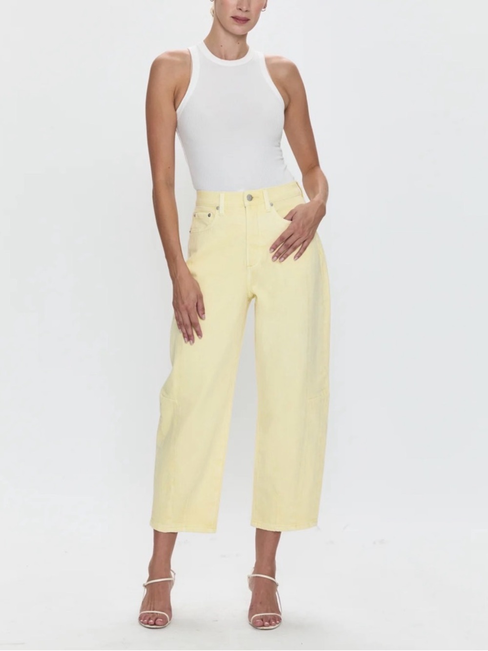 pistola Eli High Rise Arched Wide-Leg Jeans in Buttercup